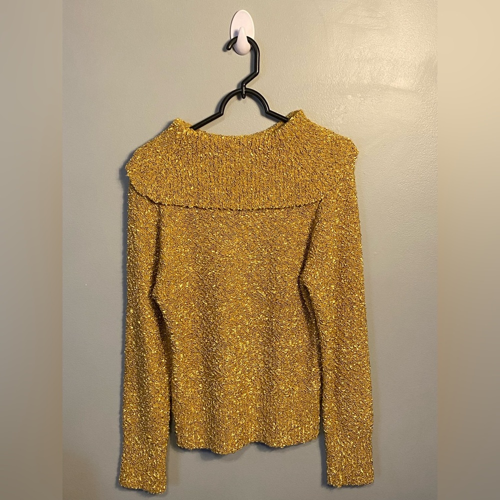Gold Cowl Neck Sweater with Oversized Fit